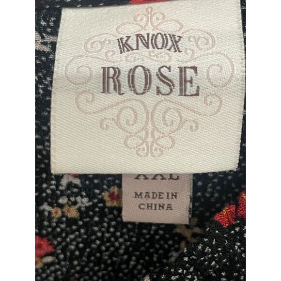 Knox Rose Black Floral Tiered Tunic Top Size XXL Keyhole Accent in back - Picture 5 of 8